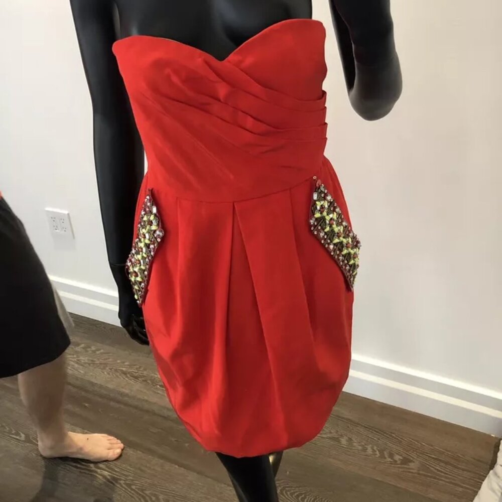 Matthew Williamson Red With rhinestones and pockets. Dress Sz6